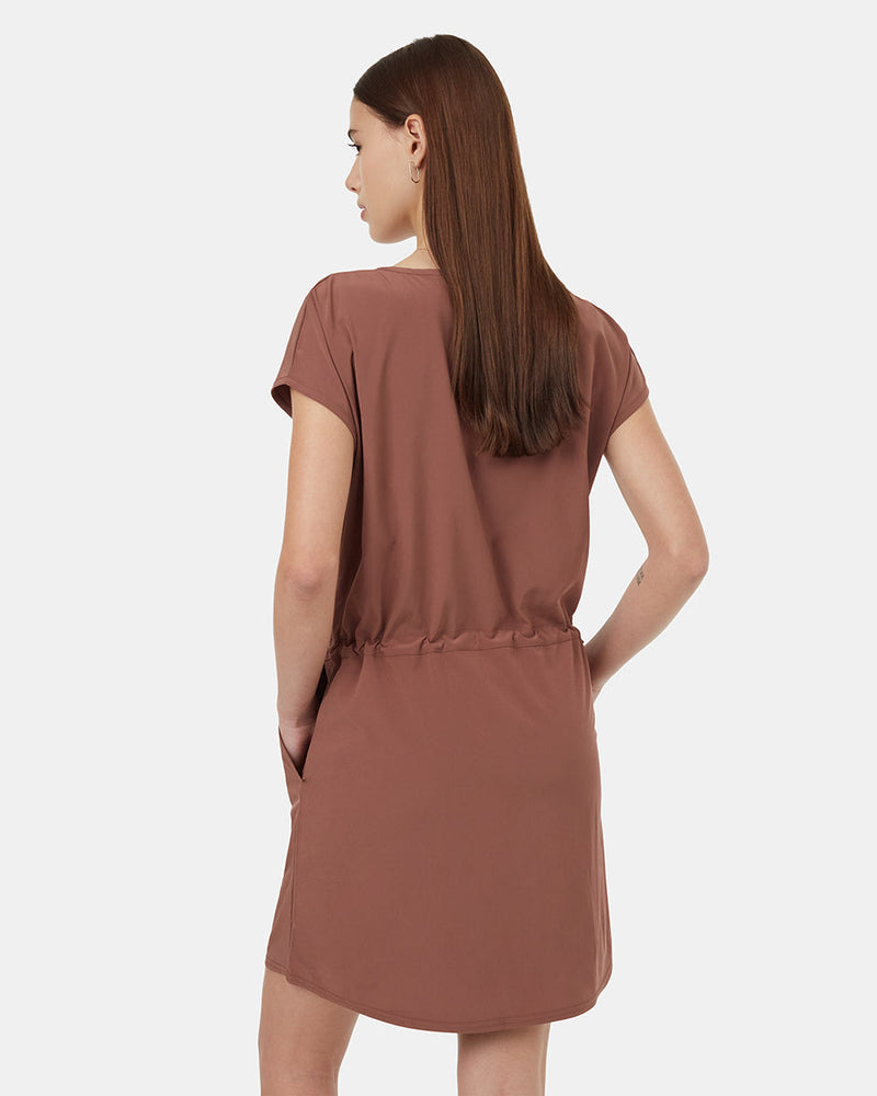 Red-Cap-Sleeve-Drawstring-Waist-Mini-Dress