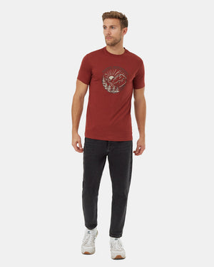 Red-Crew-Neck-Short-Sleeve-Graphic-T-Shirt