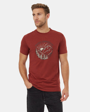 Red-Crew-Neck-Short-Sleeve-Graphic-T-Shirt