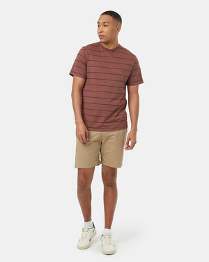 Red-Crew-Neck-Shortsleeve-Striped-T-Shirt