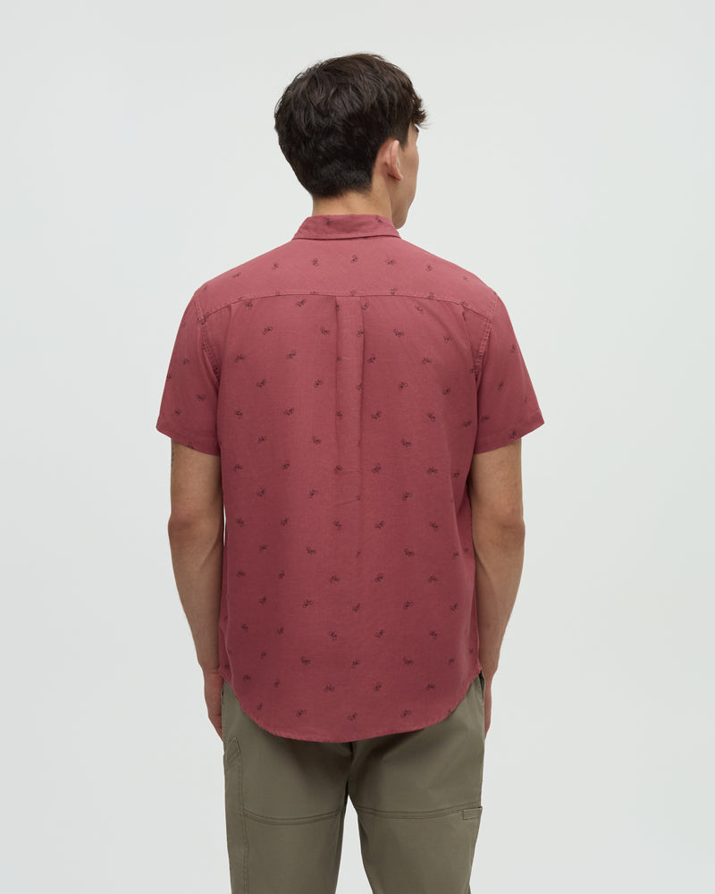 Red-Dobby-Regular-Collar-Short-Sleeve-Shirt