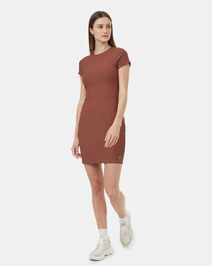 Red-Knee-Length-Slim-Quick-dry-T-Shirt-Dress