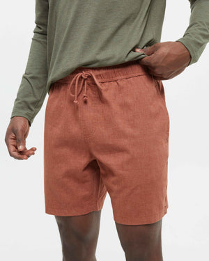 Red-Mens-Casual-Hemp-Shorts