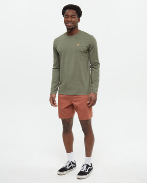 Red-Mens-Casual-Hemp-Shorts