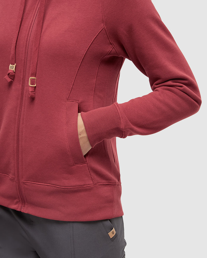Red-Regular-Fit-Rib-Panel-Raglan-Zip-Hoodie