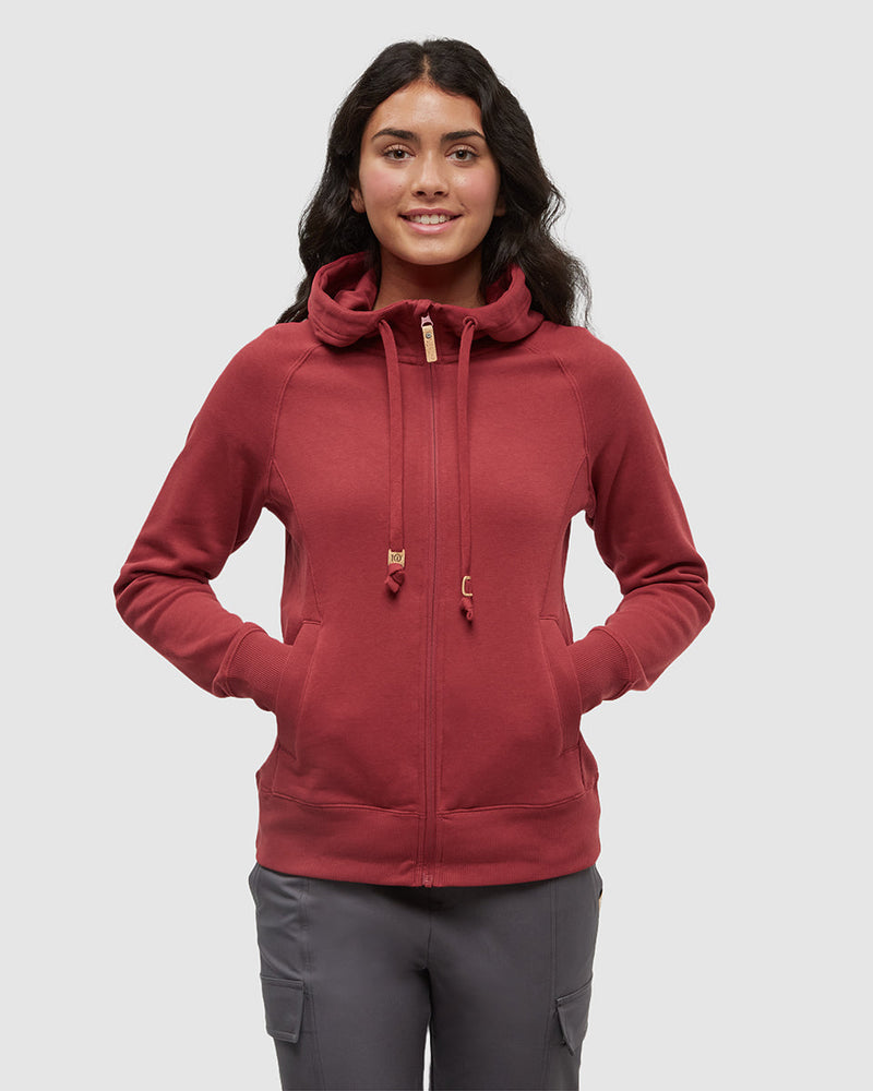 Red-Regular-Fit-Rib-Panel-Raglan-Zip-Hoodie