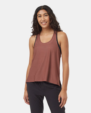 Red-Scoop-Neck-Double-Strap-Quick-dry-Tank-Top