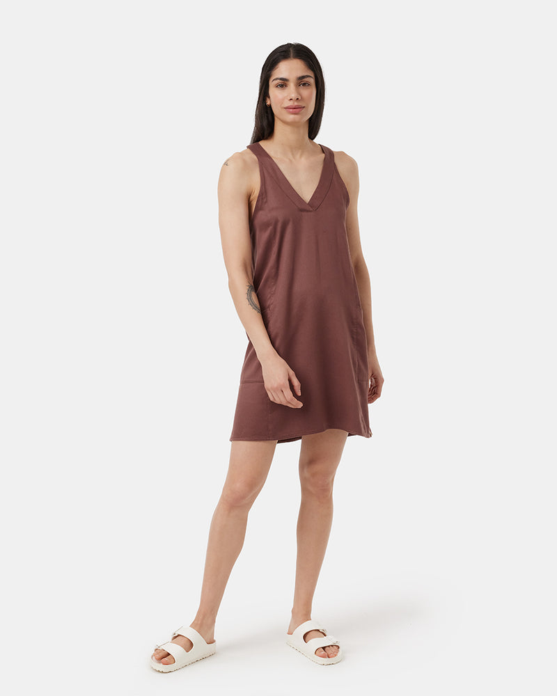 Red-V-Neck-Racer-Back-Knee-Length-Dress