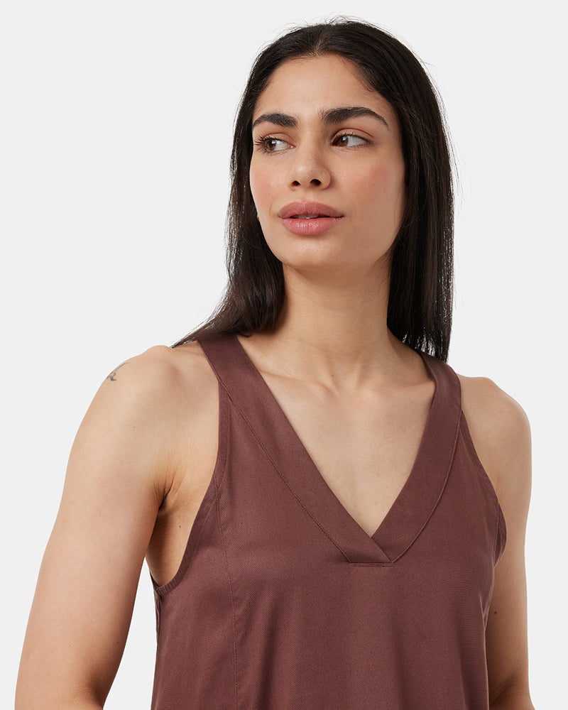 Red-V-Neck-Racer-Back-Knee-Length-Dress