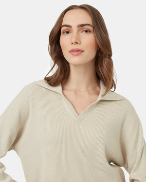 Oatmeal-Organic-Cotton-V-Neck-Cinch-Waist-Sweatshirt