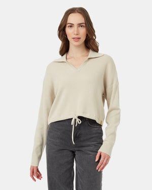 Oatmeal-Organic-Cotton-V-Neck-Cinch-Waist-Sweatshirt