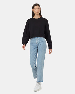 Black-Organic-Cotton-Crew-Neck-Oversized-Cropped-Sweatshirt