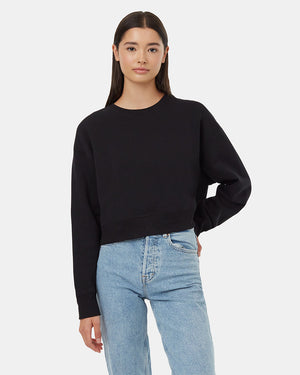 Black-Organic-Cotton-Crew-Neck-Oversized-Cropped-Sweatshirt