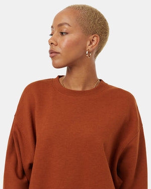 Brown-Organic-Cotton-Crew-Neck-Oversized-Cropped-Sweatshirt