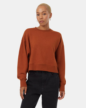 Brown-Organic-Cotton-Crew-Neck-Oversized-Cropped-Sweatshirt