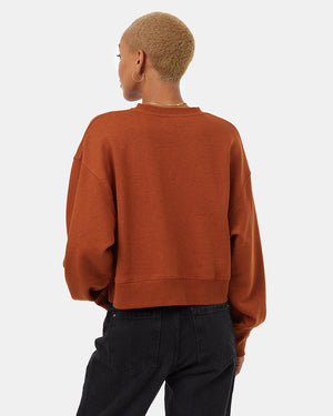 Brown-Organic-Cotton-Crew-Neck-Oversized-Cropped-Sweatshirt