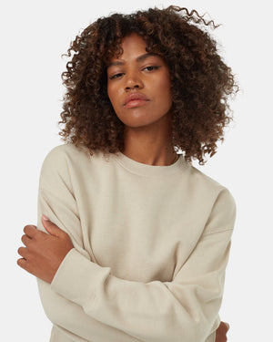 Oatmeal-Organic-Cotton-Crew-Neck-Oversized-Cropped-Sweatshirt