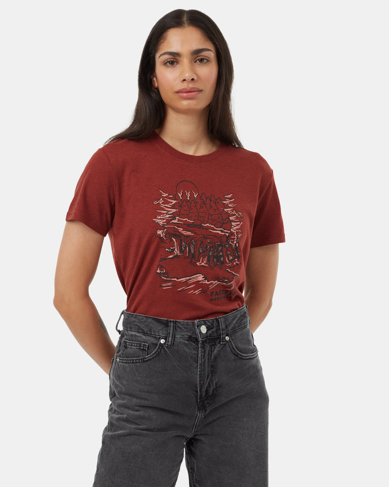 Red-Crew-Neck-Short-Sleeve-Graphic-T-Shirt