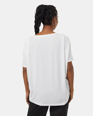 White-Crew-Neck-Flowy-Oversized-Shortsleeve-T-Shirt