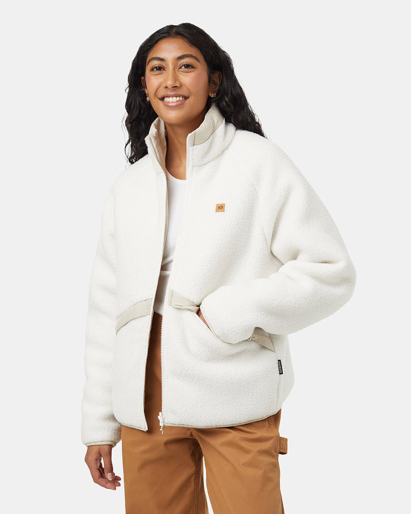 White-Mock-Neck-Oversized-Fit-Fleece-Zip-Up