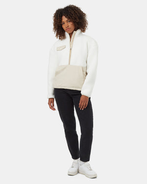 White-Recycled-Polyester-Mock-Neck-Half-Zip-Sweater