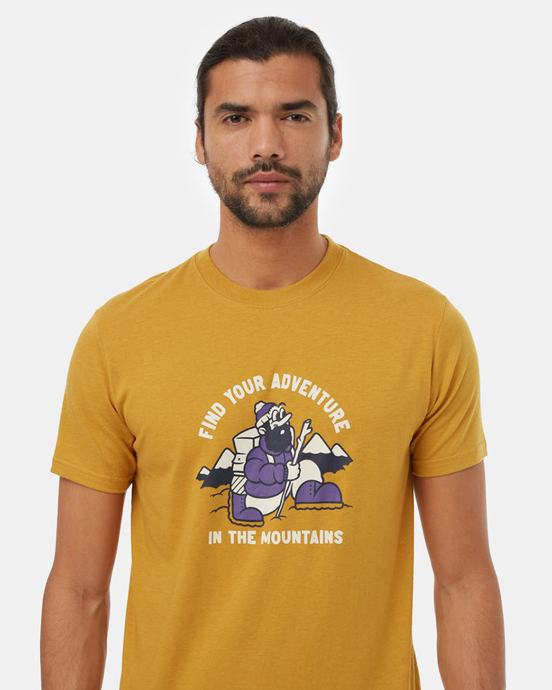 Yellow-Crew-Neck-Graphic-Shortsleeve-T-Shirt
