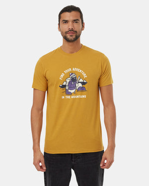 Yellow-Crew-Neck-Graphic-Shortsleeve-T-Shirt