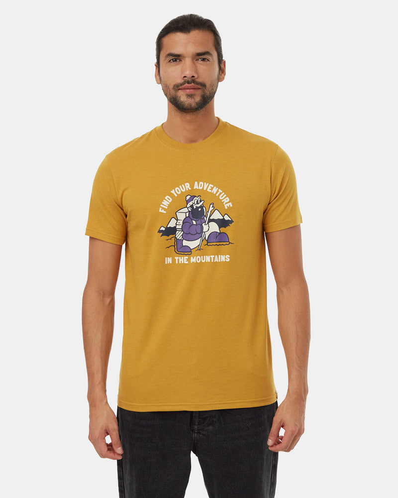 Yellow-Crew-Neck-Graphic-Shortsleeve-T-Shirt