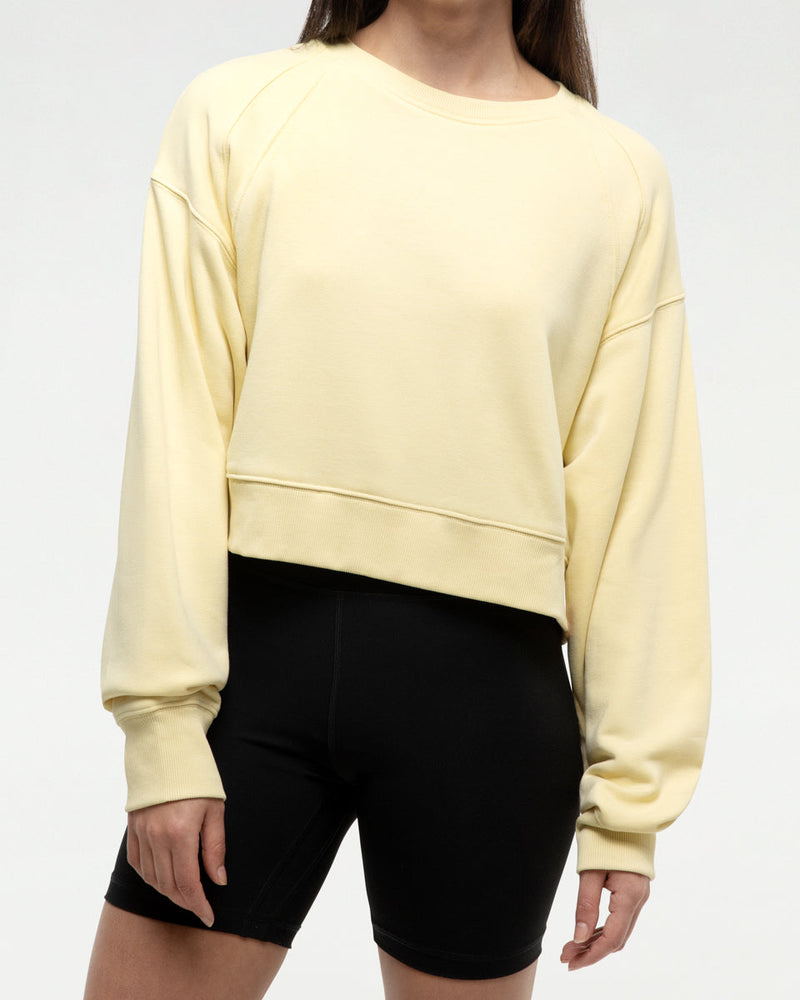 Yellow-Crew-Neck-Oversized-Cropped-Sweatshirt