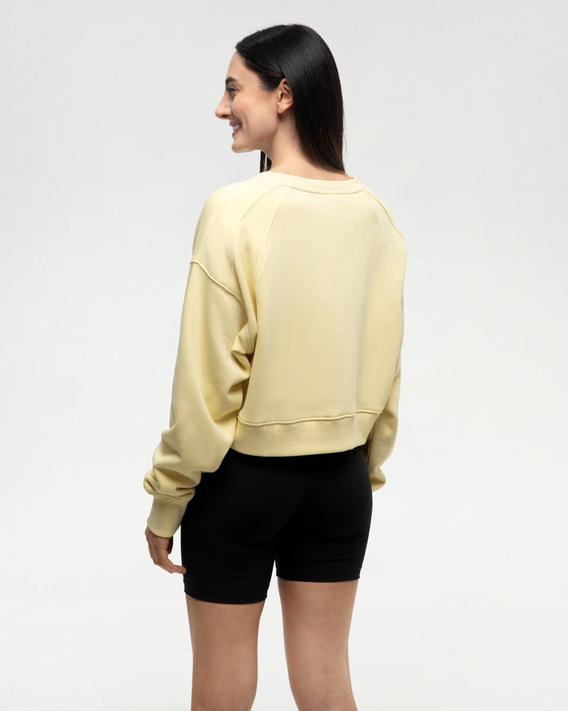 Yellow-Crew-Neck-Oversized-Cropped-Sweatshirt