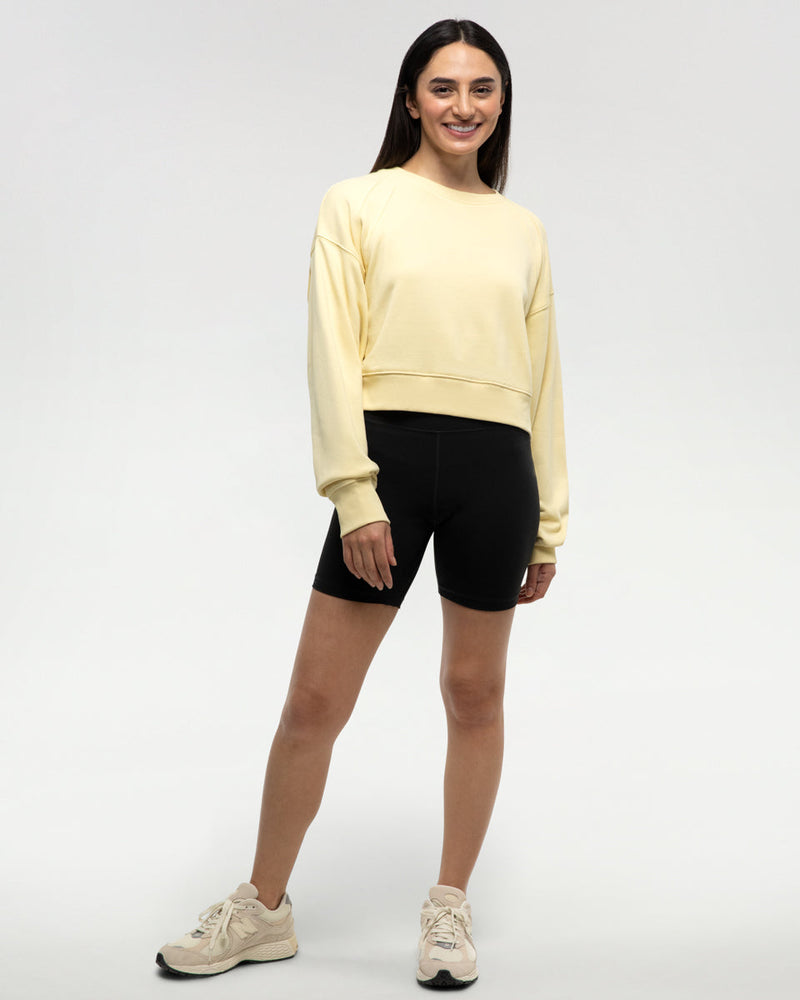 Yellow-Crew-Neck-Oversized-Cropped-Sweatshirt