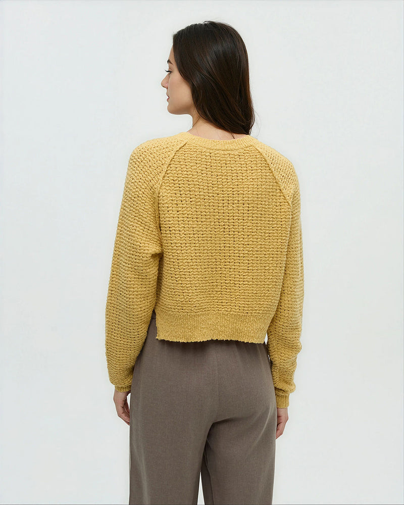 Yellow-Oversize-Cropped-Recycled-Cotton-Sweater