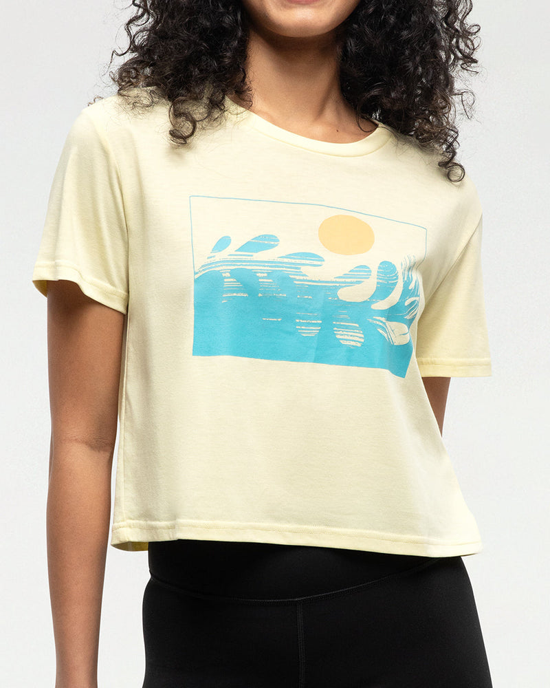 Yellow-Relax-Fit-Printed-Graphic-Cropped-T-shirt