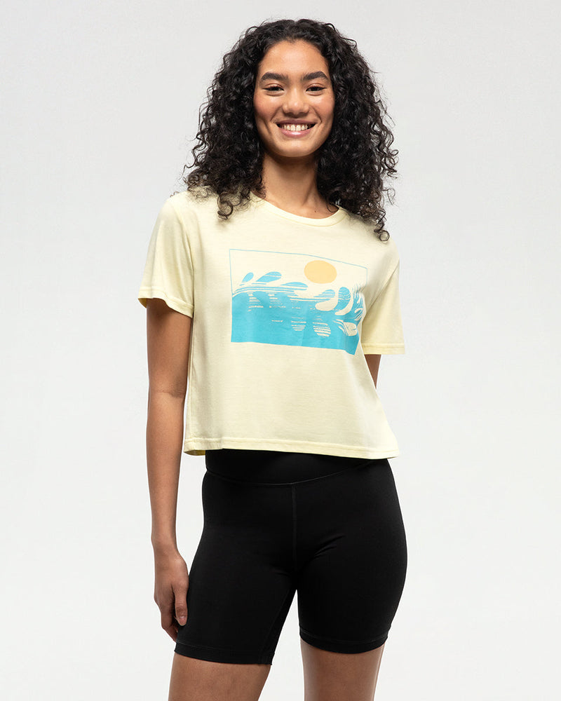 Yellow-Relax-Fit-Printed-Graphic-Cropped-T-shirt