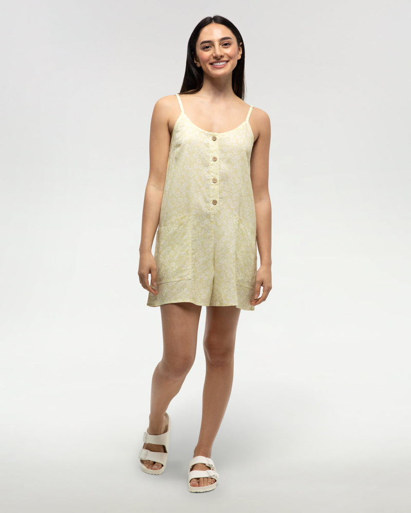 Yellow-Relaxed-Fit-Button-Front-A-Line-Romper
