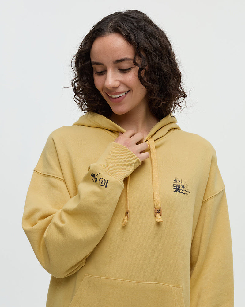 Yellow-Relaxed-Graphic-Hoodie