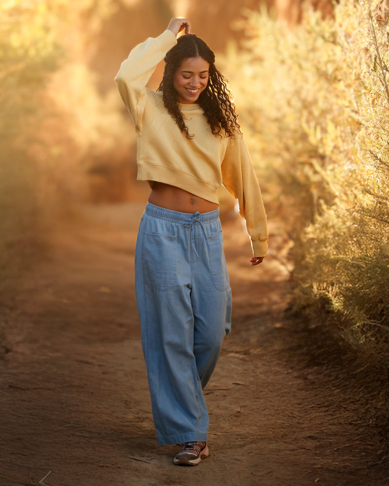 Yellow-TreeFleece-Oversized-Cropped-Crew