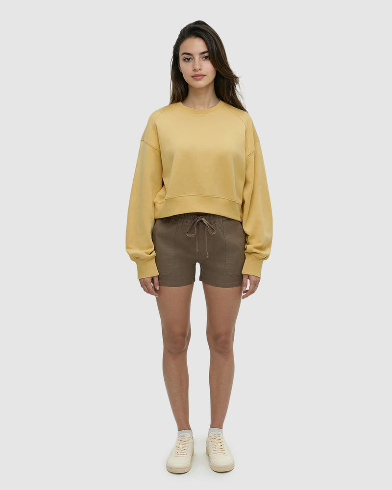 Yellow-TreeFleece-Oversized-Cropped-Crew