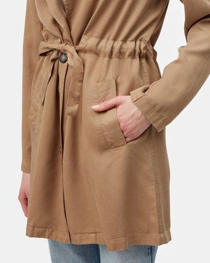 Beige Women's Longsleeve Collared Jacket