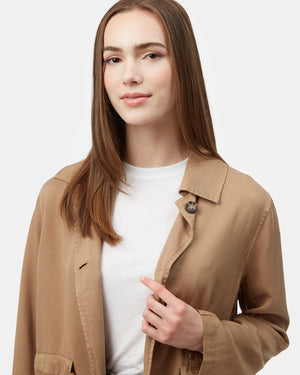 Beige Women's Longsleeve Collared Jacket