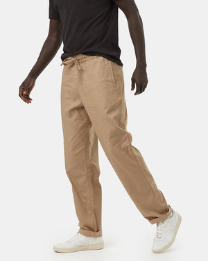 Beige Men's Hemp Mid-Rise Trousers