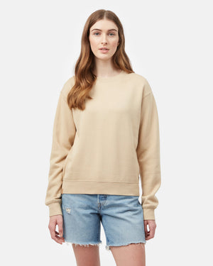 Beige Women's Fleece Long Sleeve Sweatshirt