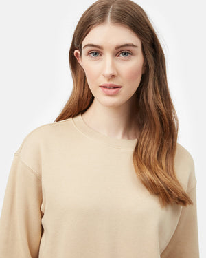 Beige Women's Fleece Long Sleeve Sweatshirt