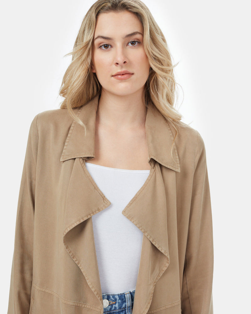 Beige Women's Lightweight Mid Length Coat