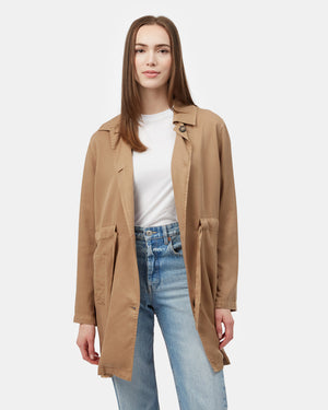 Beige Women's Longsleeve Collared Jacket