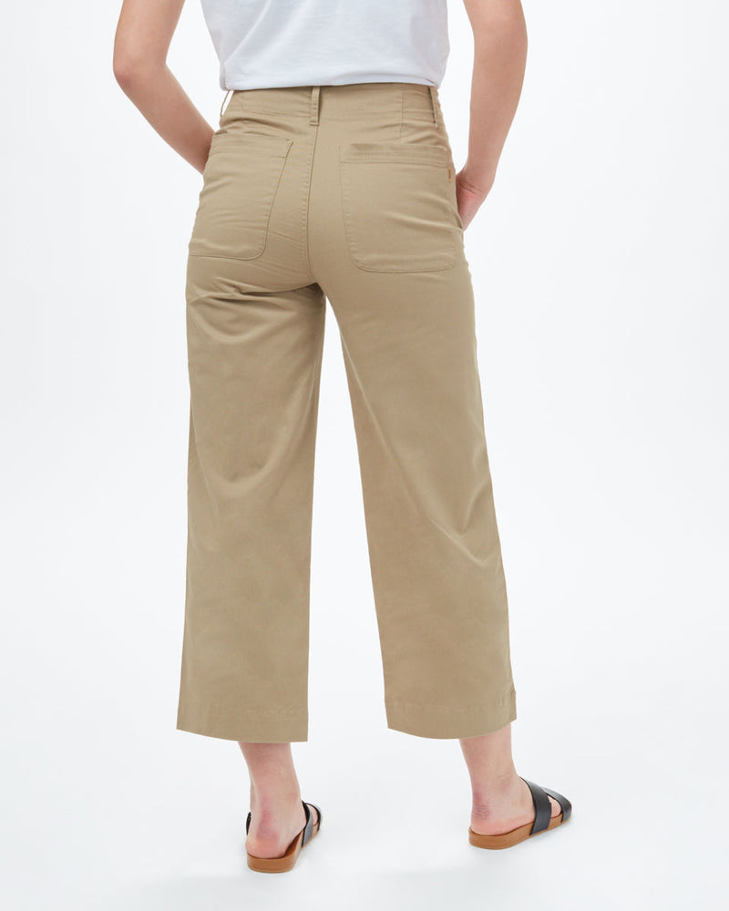 Beige Women's Twill Wide Leg Trousers