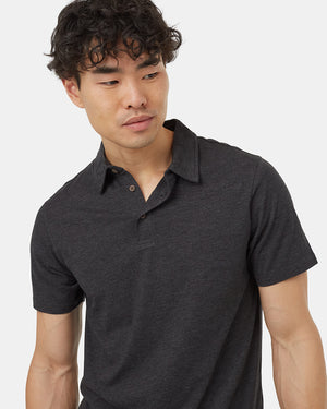 Black-Mens-Short-Sleeve-Polo-Neck-T-Shirt