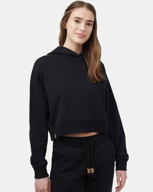 Black Organic Fleece Cropped Pullover