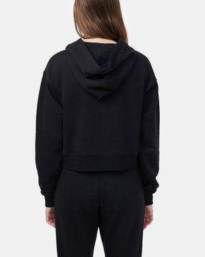 Black Organic Fleece Cropped Pullover