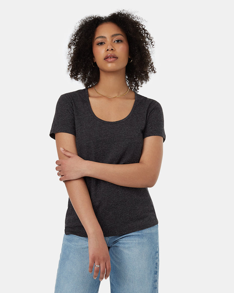 Black-Womens-Hemp-Scoop-Neck-Top